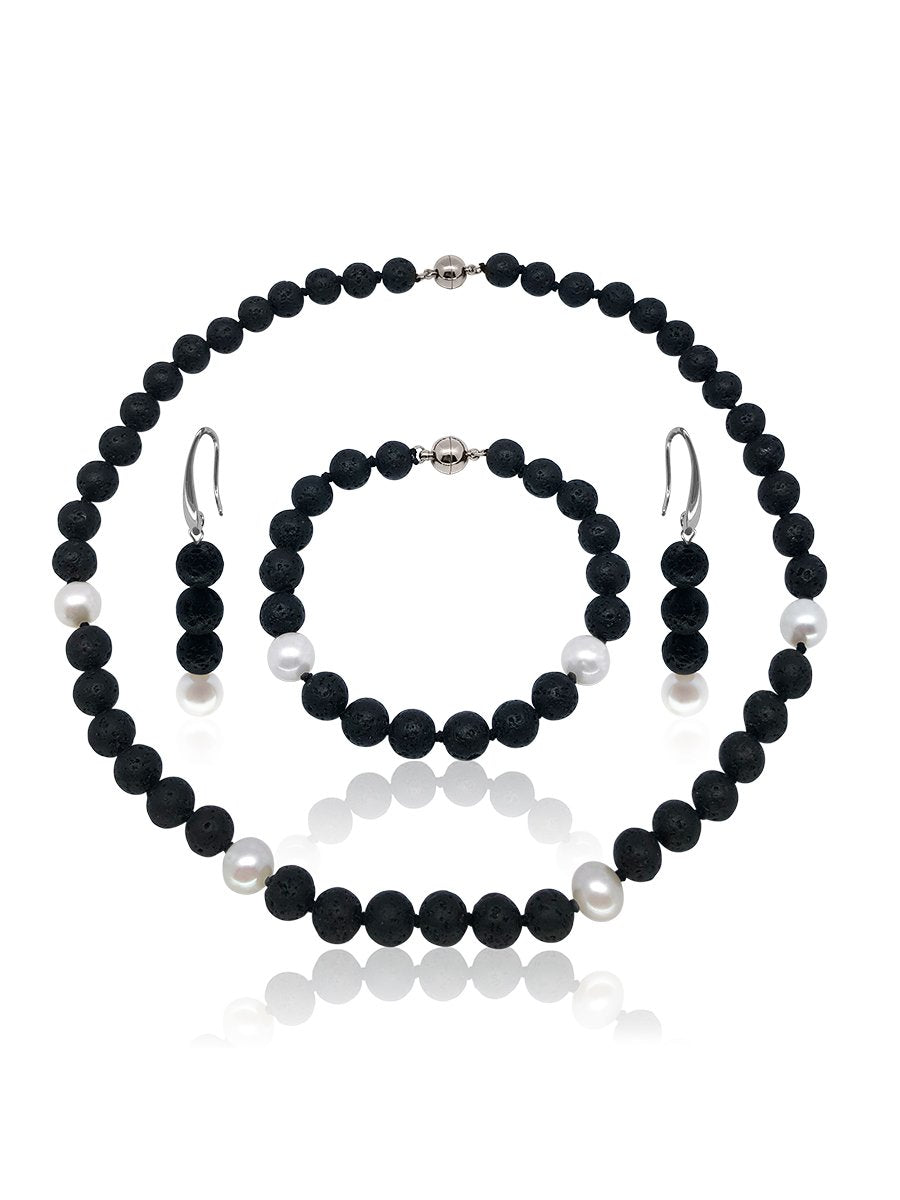 OYSTER BAY COLLECTION Volcanic Lava & Pearl Set - Avani Jewelry