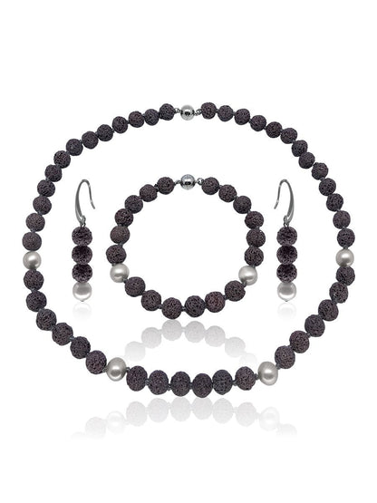 OYSTER BAY COLLECTION Volcanic Lava & Pearl Set - Avani Jewelry