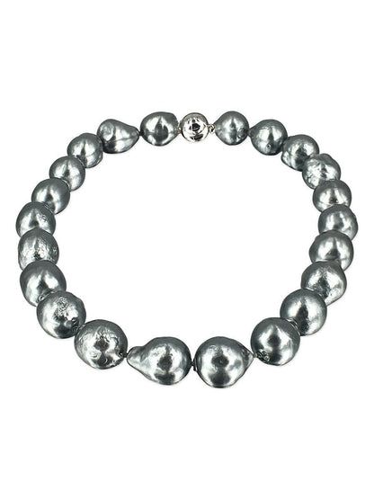 POLYNESIA COLLECTION 10-15mm Metallic Gray Baroque Pearl Necklace - Avani Jewelry