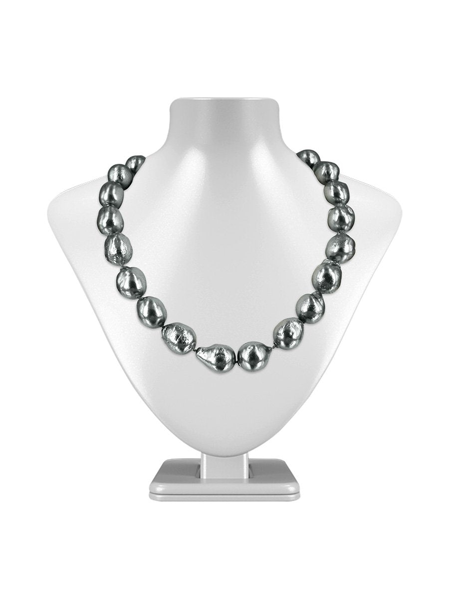 POLYNESIA COLLECTION 10-15mm Metallic Gray Baroque Pearl Necklace - Avani Jewelry