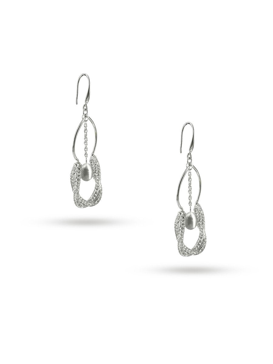 ROSE ATOLL COLLECTION 18K White Gold Filled Pearl & Swarovski Statement Earrings - Avani Jewelry