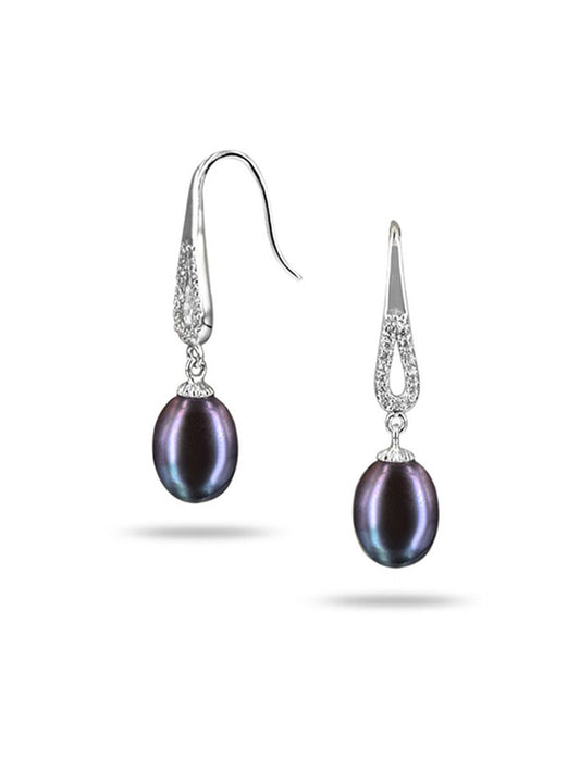 ROYAL FALLS COLLECTION Diamond Drop Pearl Earrings - Avani Jewelry
