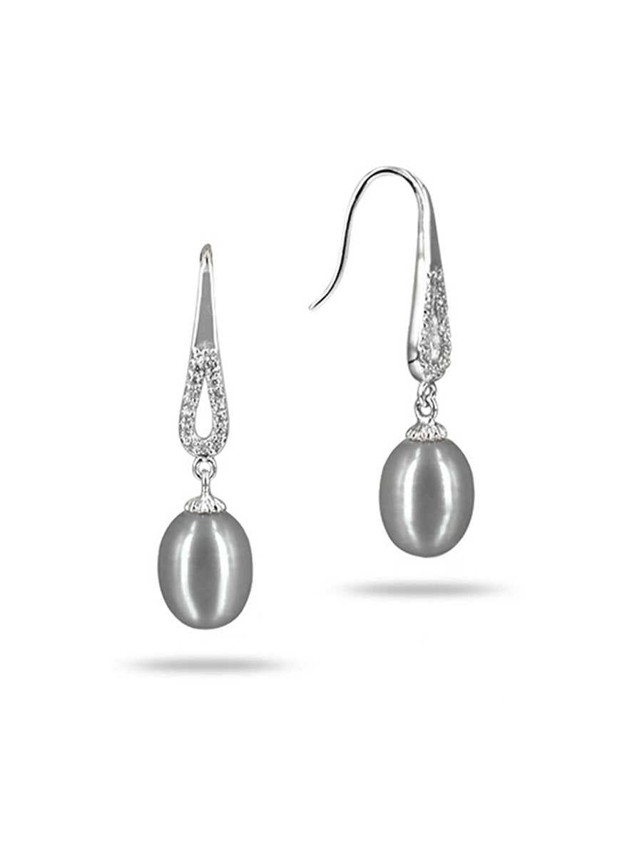 ROYAL FALLS COLLECTION Diamond Drop Pearl Earrings - Avani Jewelry