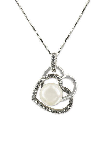 ROYAL FALLS COLLECTION Diamond Encrusted Eternal Pearl Pendant - Avani Jewelry