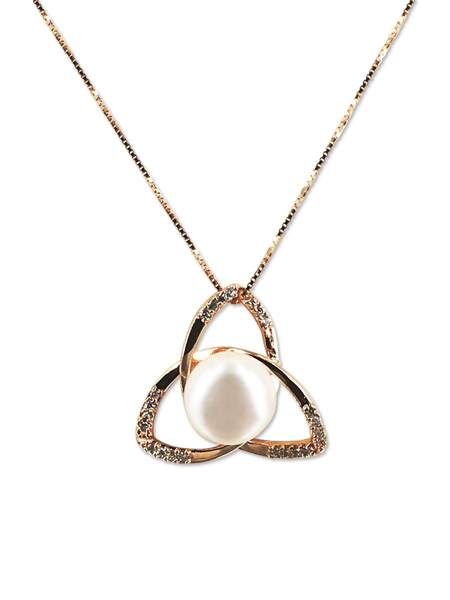 ROYAL FALLS COLLECTION Diamond Encrusted Lotus Pearl Pendant - Avani Jewelry