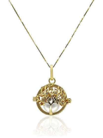 ROYAL FALLS Tree of Life Yellow Gold Diamond Pavé Pearl Locket Pendant - Avani Jewelry