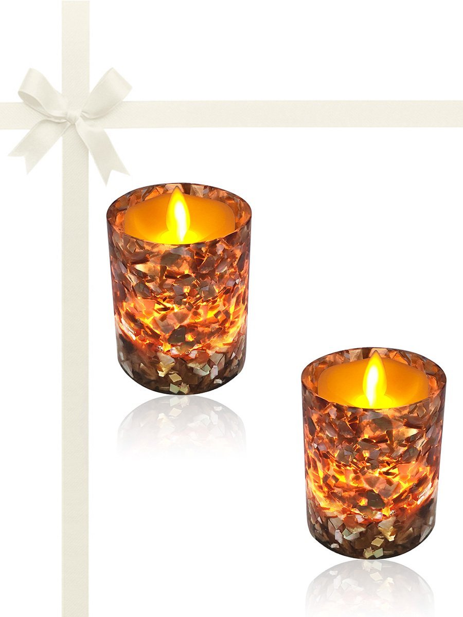 South Sea Mother-of-Pearl Gift Set of 2 Flameless Candles - Avani Jewelry