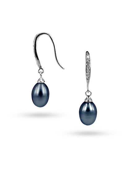SULU SEA COLLECTION Diamond Encrusted 9-10mm Drop Pearl Earrings - Avani Jewelry