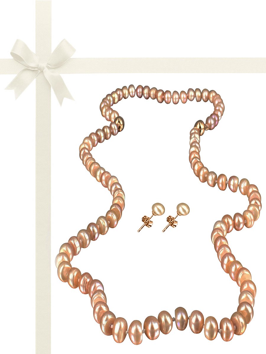 TARA ISLAND COLLECTION 7-8mm Pearl Necklace, Bracelet, & Earring Gift Set - Rose 2
