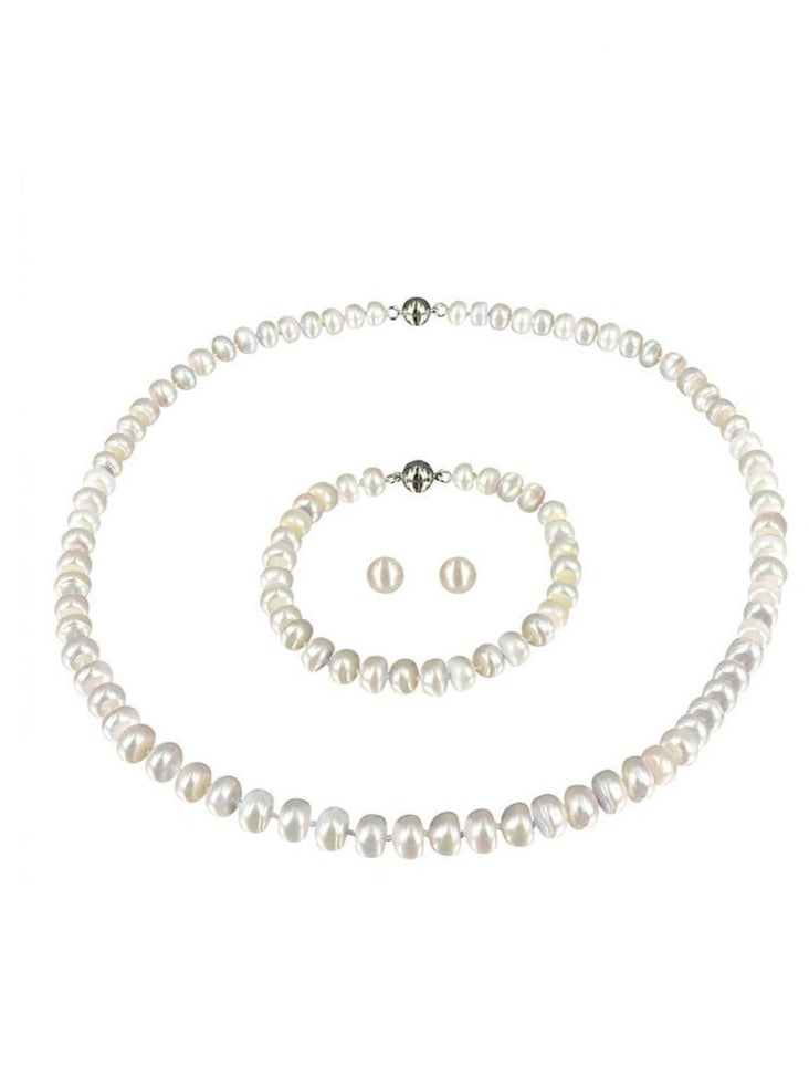 TARA ISLAND COLLECTION 7-8mm Pearl Necklace, Bracelet, & Earring Gift Set - Ivory 1