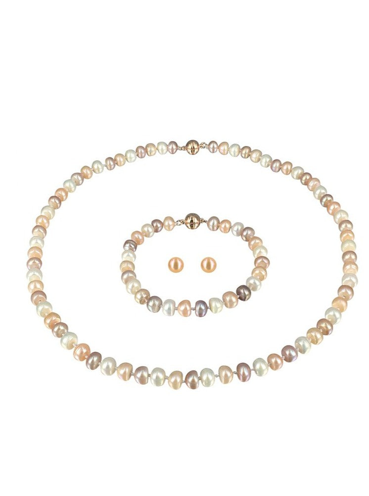 TARA ISLAND COLLECTION 7-8mm Pearl Necklace, Bracelet, & Earring Gift Set - Dawn 1