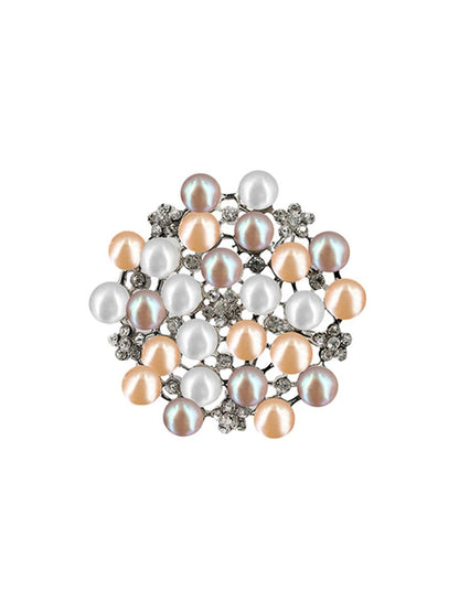 TARA ISLAND COLLECTION Diamond Encrusted Pastel Pearl Brooch - Avani Jewelry