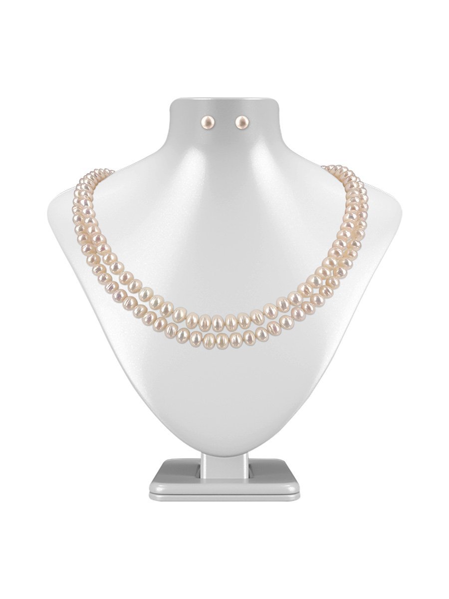TARA ISLAND COLLECTION Double Strand Pearl Necklace & Earrings - Avani Jewelry