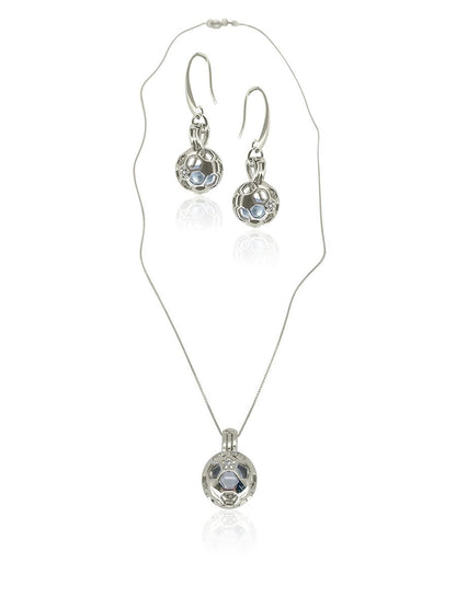 TARA ISLAND COLLECTION Goal! Pearl Locket Pendant & Earrings - Avani Jewelry
