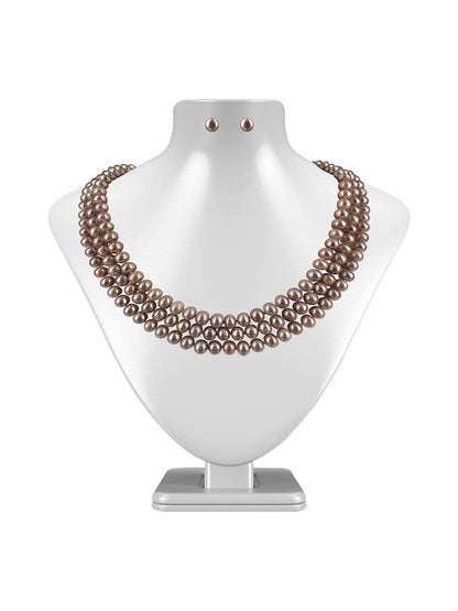 TARA ISLAND COLLECTION Triple Strand Pearl Necklace & Earrings - Avani Jewelry