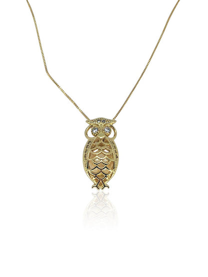 TARA ISLAND COLLECTION Wise Owl Pearl Locket Pendant - Yellow Gold/ White Pearl 2