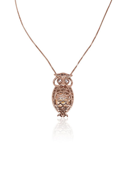 TARA ISLAND COLLECTION Wise Owl Pearl Locket Pendant - Rose Gold/ Peach Pearl 8