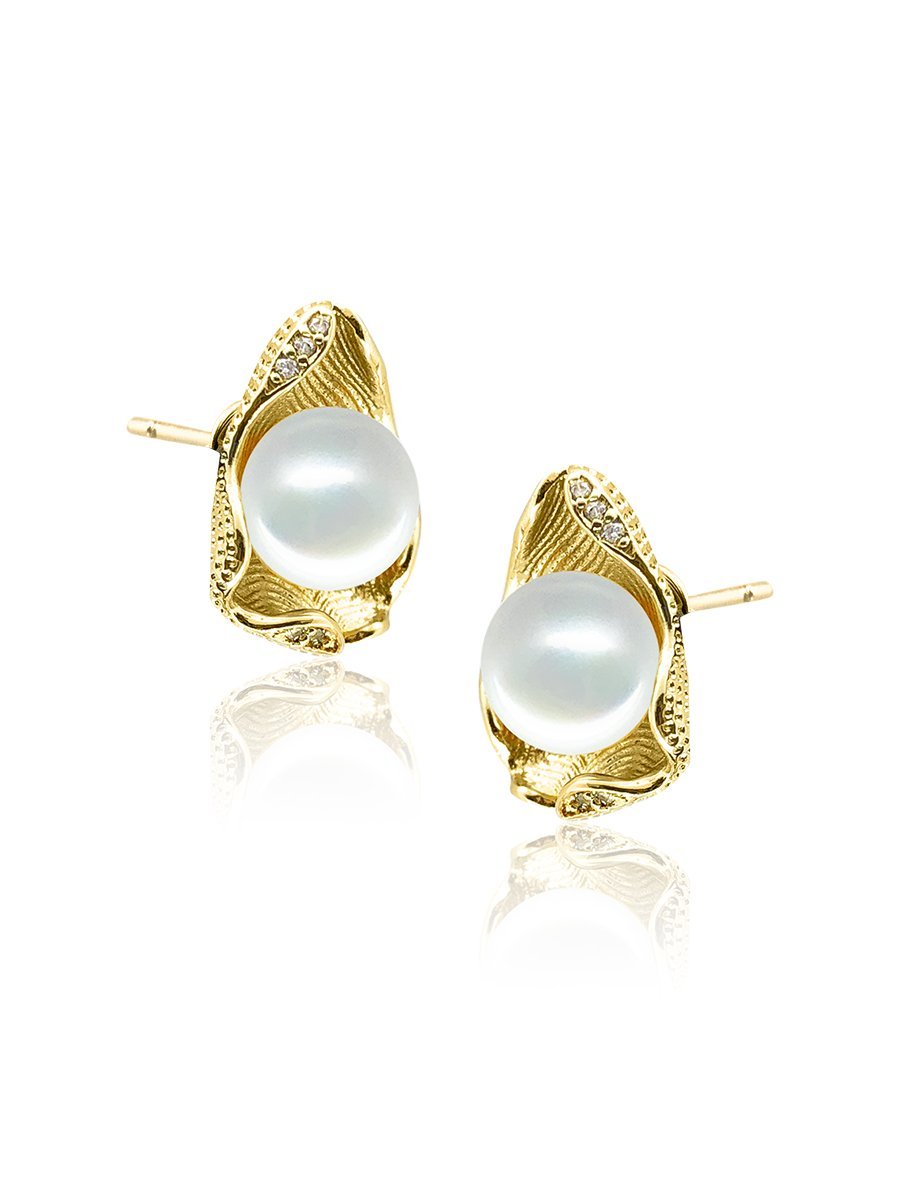TREASURE ISLAND COLLECTION Ceylon Diamond Pavé Pearl Earrings - Avani Jewelry
