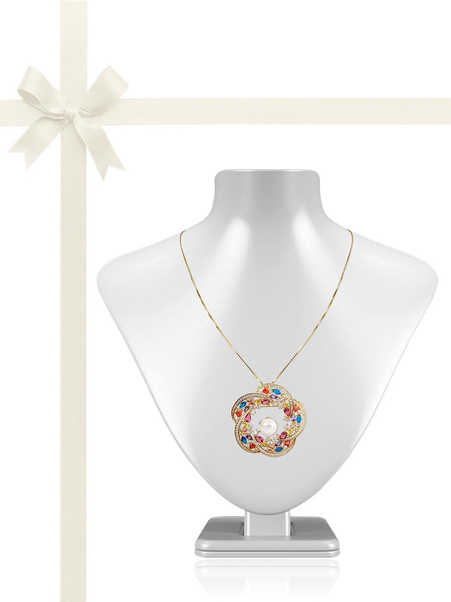 TREASURE ISLAND COLLECTION Elizabeth Swarovski Encrusted Pearl Brooch & Pendant Gift Set - Avani Jewelry