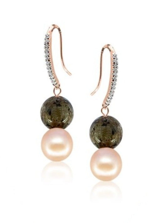 TREASURE ISLAND COLLECTION Madagascan Ocean Jasper & Peach Pearl Earrings - Avani Jewelry