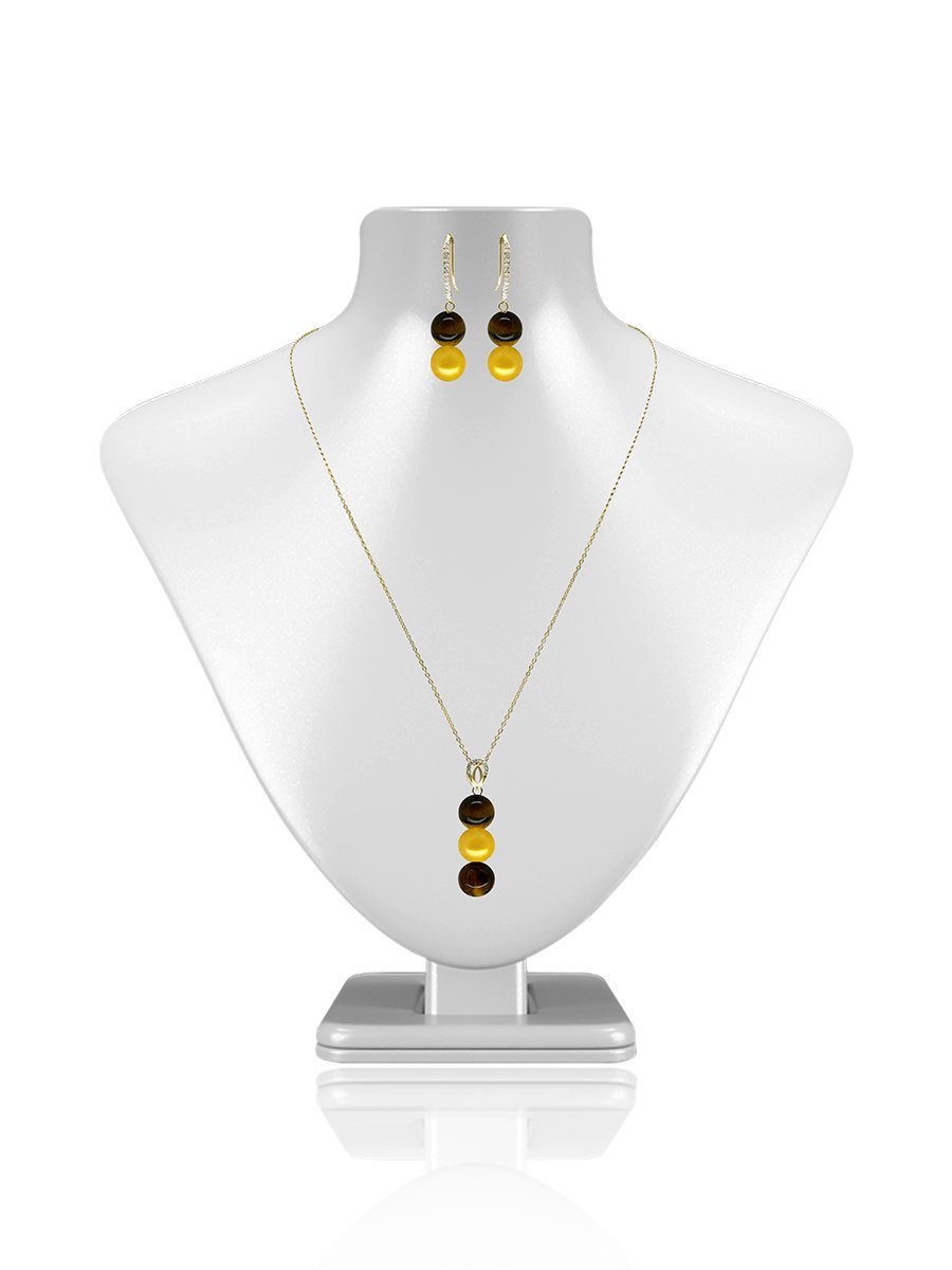 TREASURE ISLAND COLLECTION South African Tiger's Eye & Gold Pearl Pendant & Earrings - Avani Jewelry