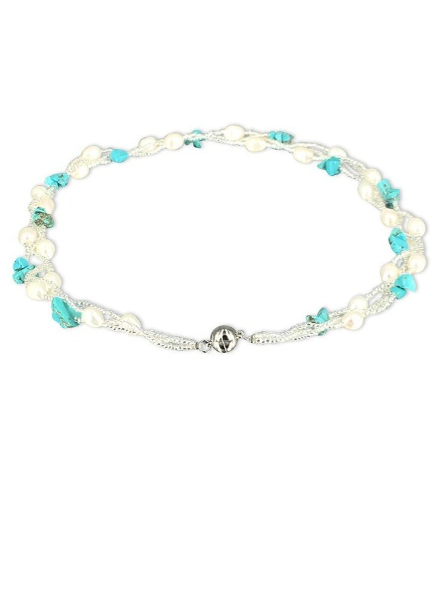 TREASURE ISLAND COLLECTION Turquoise & Pearl Versatile Necklace - Avani Jewelry