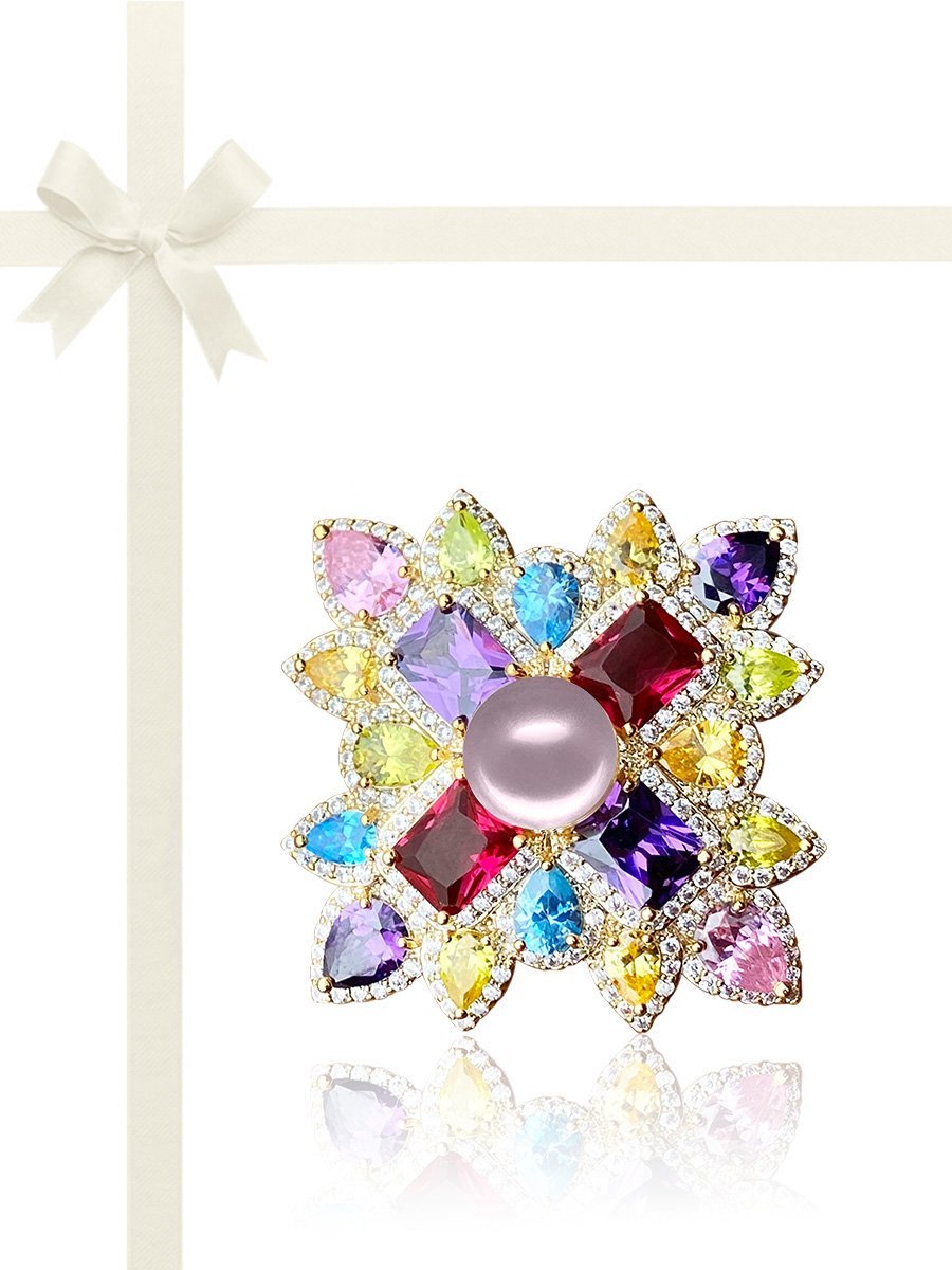 TREASURE ISLAND COLLECTION Victoria Swarovski Encrusted Pearl Brooch & Pendant Gift Set - Avani Jewelry