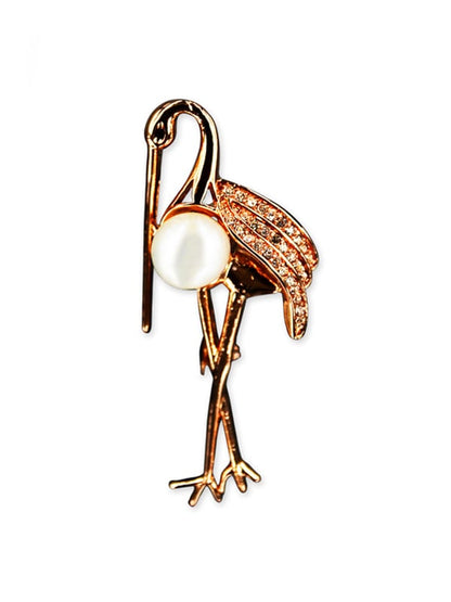 VANUATU COLLECTION Stork Diamond Encrusted Pearl Brooch - Avani Jewelry