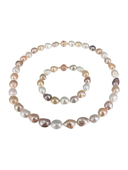 WANDERLUST COLLECTION 10-12mm Soufflé Pearl Necklace & Bracelet - Avani Jewelry