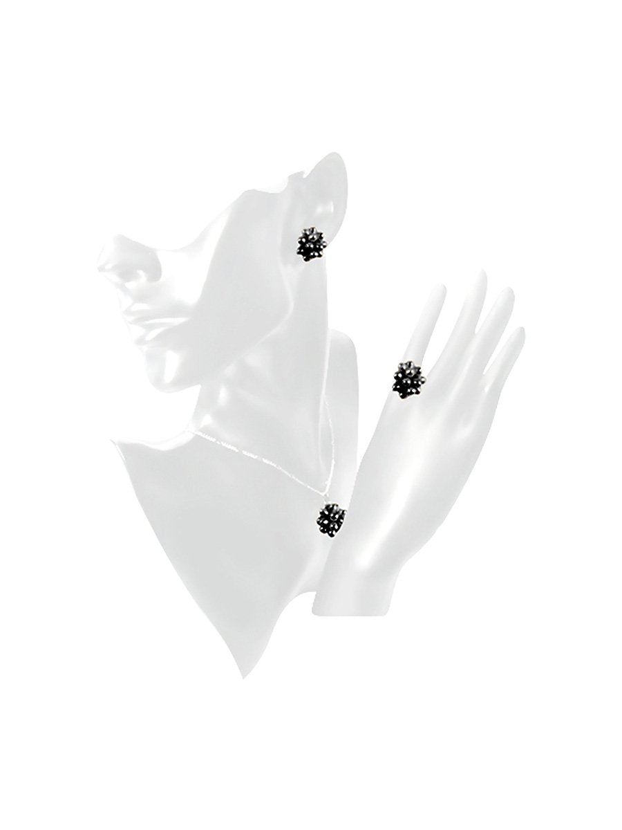 WANDERLUST COLLECTION Dusky Dahlia Pearl Pendant, Ring, & Earring Set - Avani Jewelry