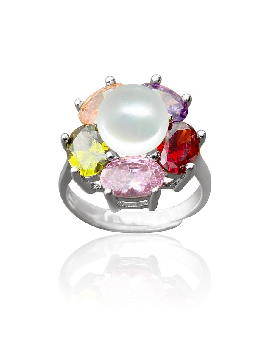 WANDERLUST COLLECTION Kiani Swarovski Encrusted Pearl Cocktail Ring - Avani Jewelry