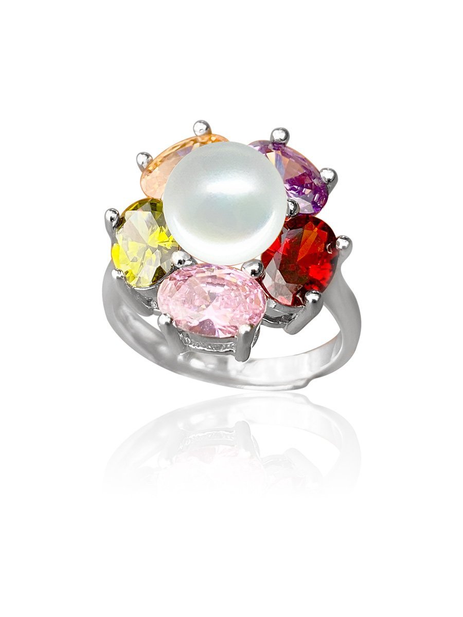 WANDERLUST COLLECTION Kiani Swarovski Encrusted Pearl Cocktail Ring - Avani Jewelry