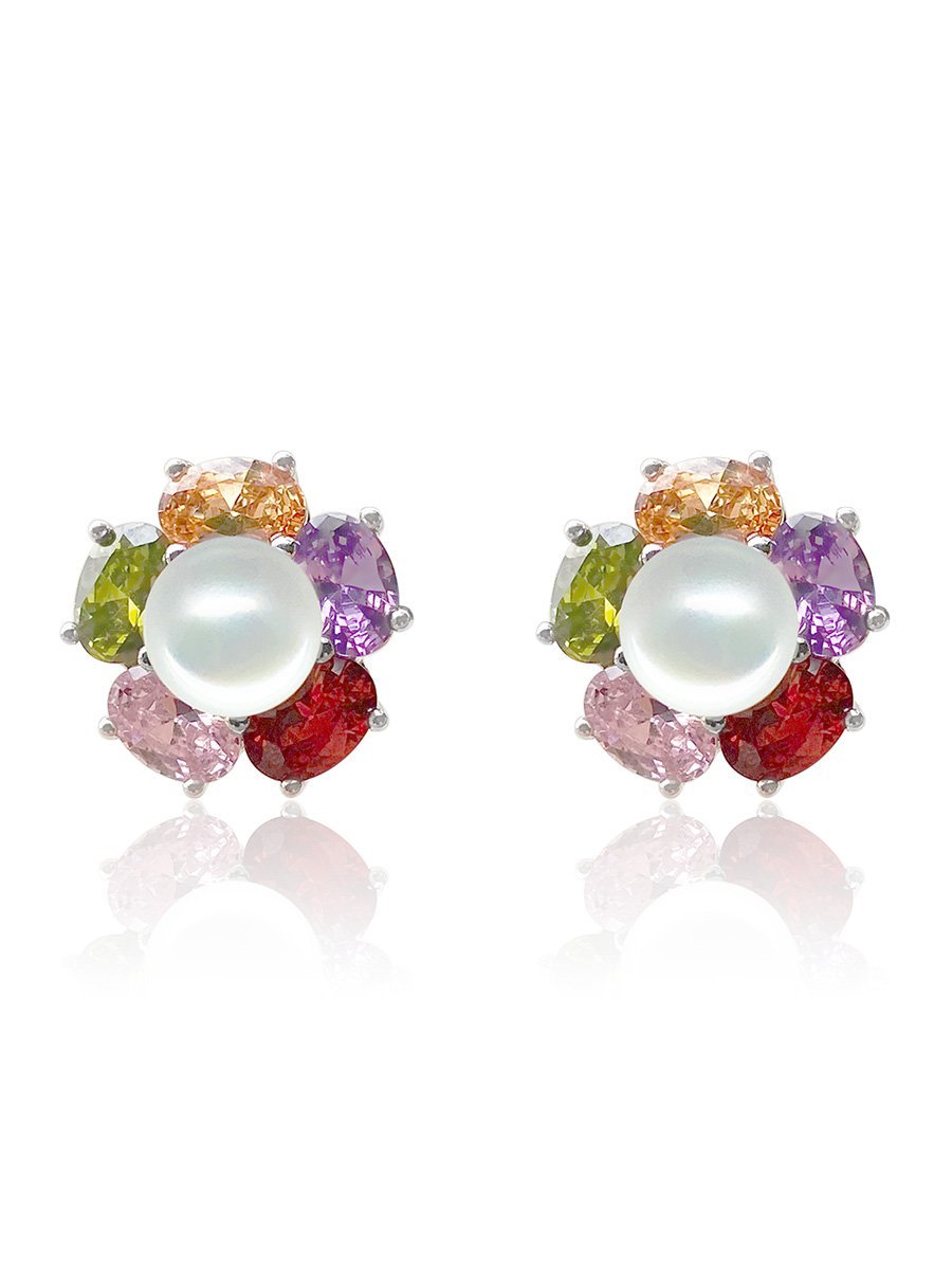 WANDERLUST COLLECTION Kiani Swarovski Encrusted Pearl Earrings - Avani Jewelry