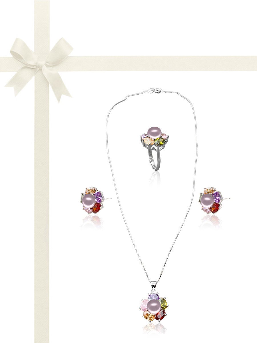WANDERLUST COLLECTION Kiani Swarovski Encrusted Pearl Jewelry Gift Set - Blush 1