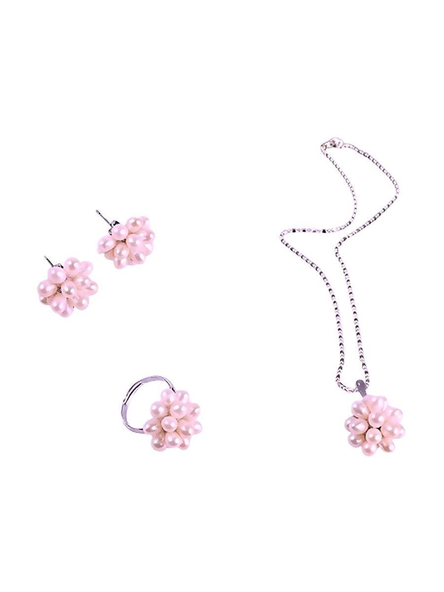 WANDERLUST Flower Pearl Pendant, Ring, & Earring Set - Avani Jewelry