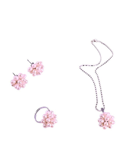 WANDERLUST Flower Pearl Pendant, Ring, & Earring Set - Avani Jewelry