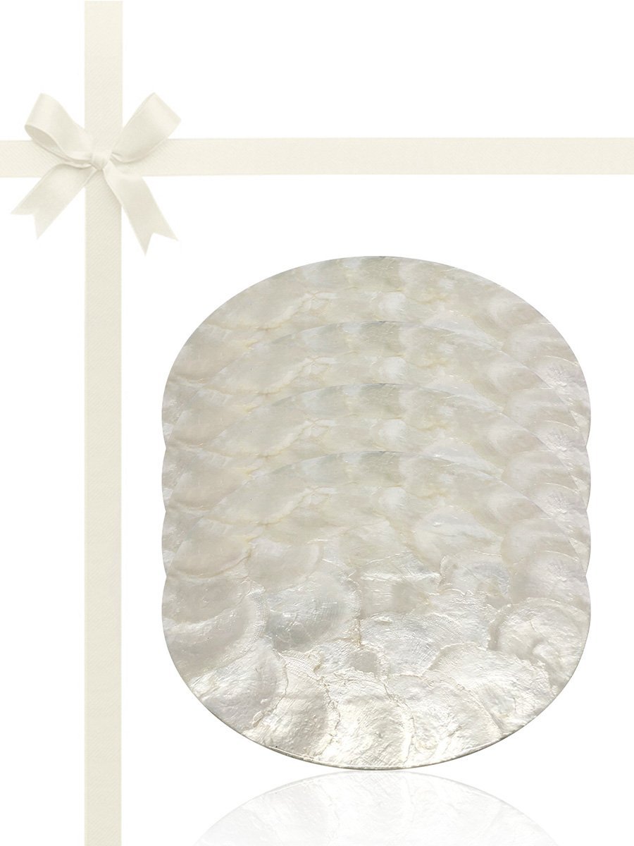 MERMAID BEACH COLLECTION Windowpane Oyster Gift Set of 4 Table Mats